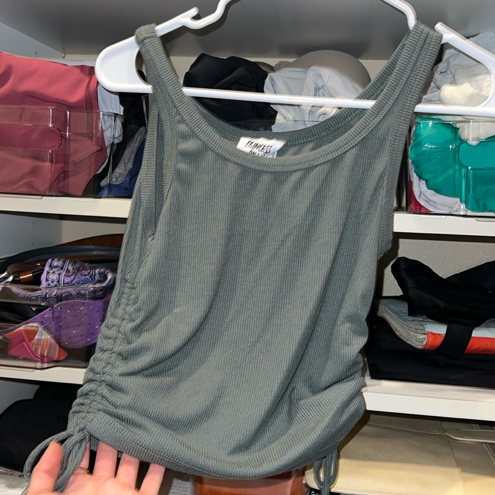 Green/Gray Princess Polly tank with scrunchie sides